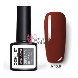 Oja semipermanenta LeMooc color UV / LED de 8 ml Cod A136 Royal Brown + 1 Cutie sclipici Auriu Cadou